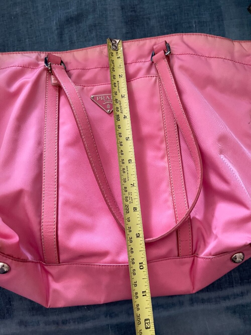 *VERY CUTE* Vintage Y2K Prada Medium Tote Bag Tessuto Pink Silver Hardware - Picture 8 of 11
